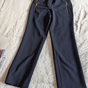 Calvin Klein Navy Women's Trousers with Gold Accents